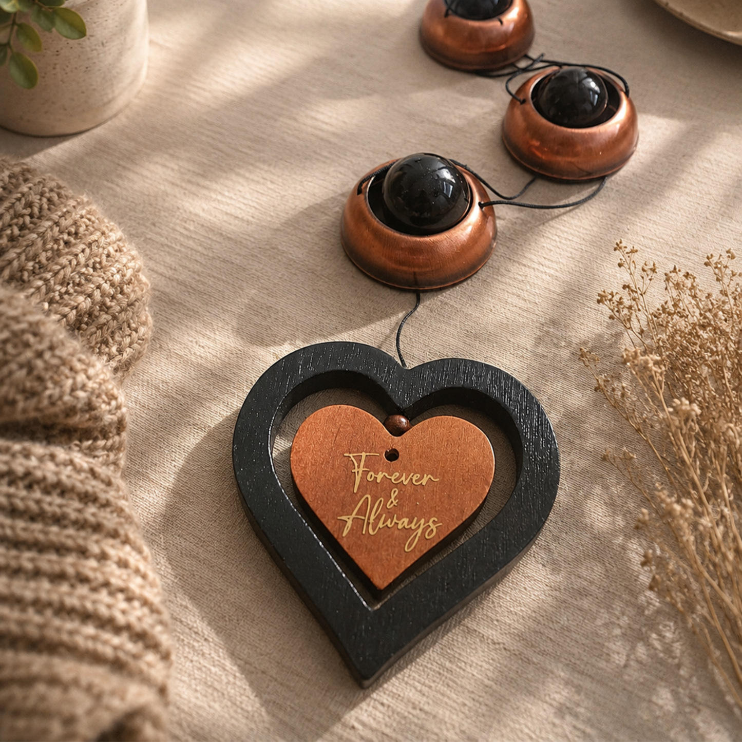 Personalised Memorial Bell Wind Chime | Japanese Pagoda with Spinning Heart