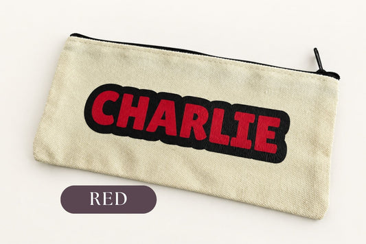 Personalised Small Canvas Pouch – Custom Name Pencil Case & Travel Bag