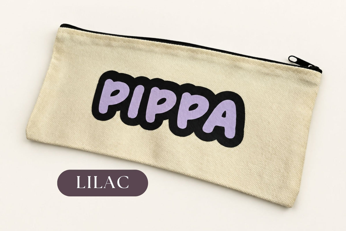 Personalised Small Canvas Pouch – Custom Name Pencil Case & Travel Bag