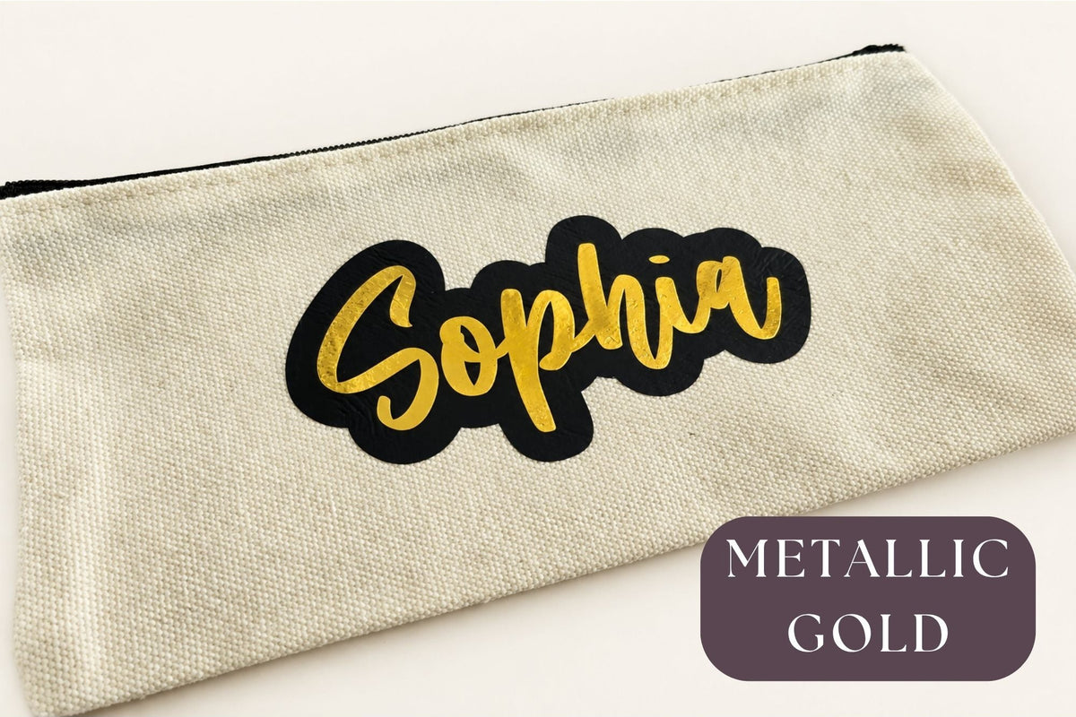 Personalised Small Canvas Pouch – Custom Name Pencil Case & Travel Bag