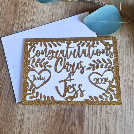 Personalised Wedding &amp; Engagement Card – Custom Couple Name Card
