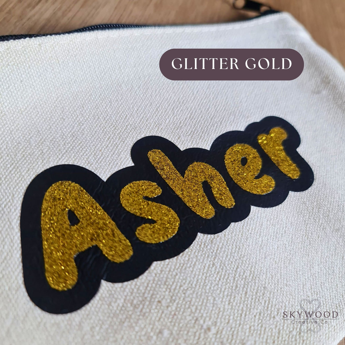 Personalised Small Canvas Pouch – Custom Name Pencil Case & Travel Bag