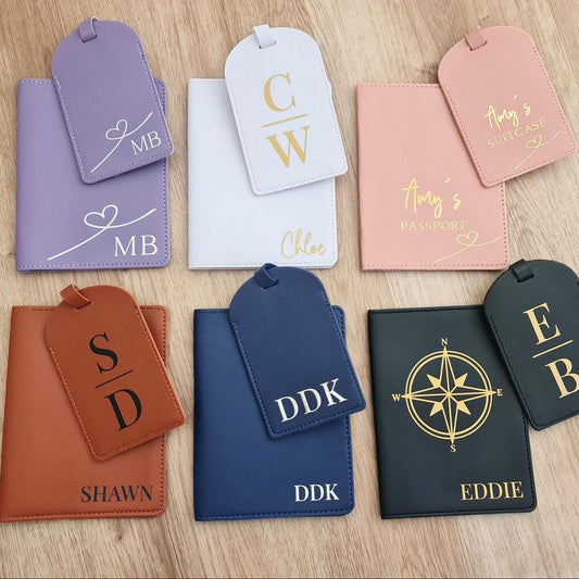 Personalised Passport Cover & Luggage Tag Set
