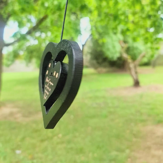 Personalised Pet Memorial Wind Chime – Engraved Spinning Heart, Sympathy Gift