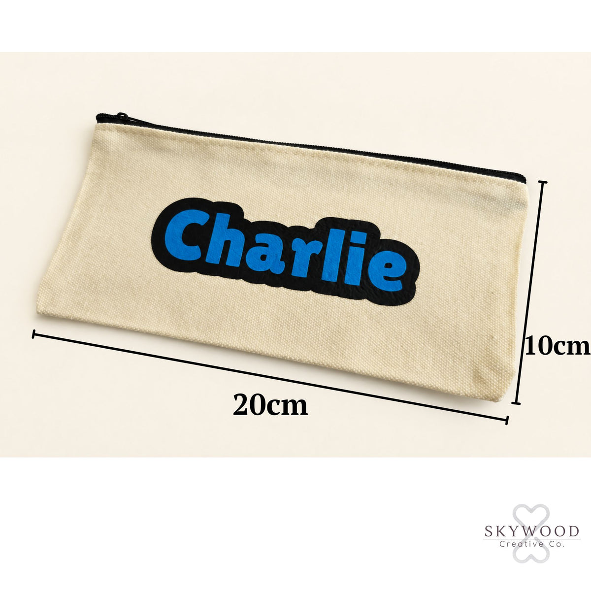 Personalised Small Canvas Pouch – Custom Name Pencil Case & Travel Bag